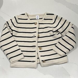 GAP Kids Cream and Black Striped Cardigan